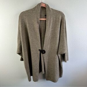 Louise Orop Leather Closure Tan Wool Blend Cardi Size S/M Flaw Oversized